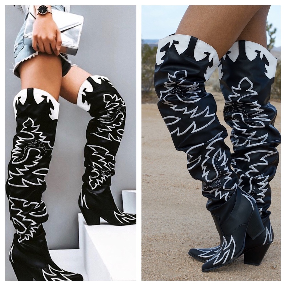 Thigh High Over the Knee Western Heeled Boot